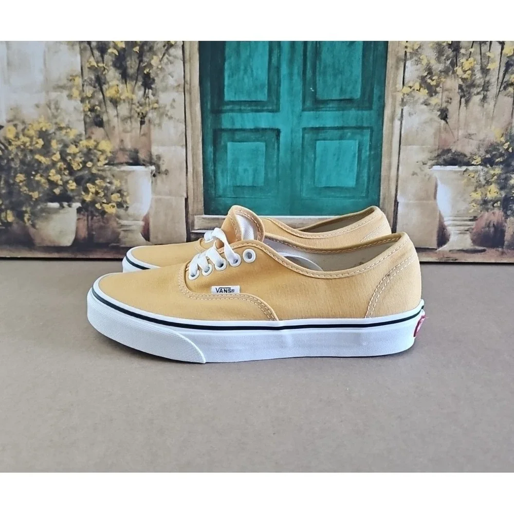 New‎ Vans Authentic Flax Yellow/True White Sneakers Low-Top Shoes  Men's 6.5 W 8